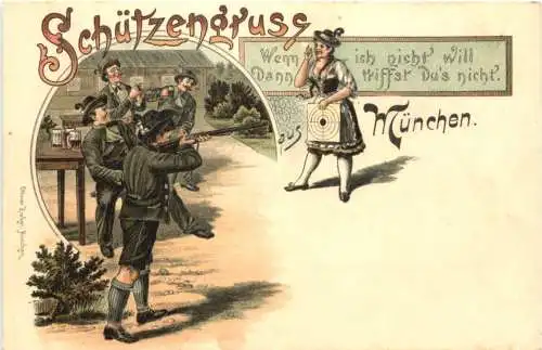 München - Schützengruss - Litho -783606