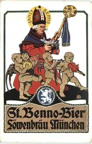 München - St. Bennobier Ausschank im Löwenbräu Keller - Künstler Otto Obermeier - Litho -783704