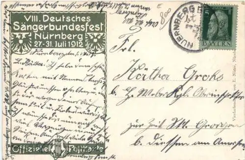 Nürnberg - Deutsches Sängerbundfest 1912 -783752