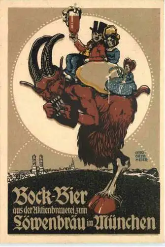 München - Bockbier im Löwenbräu Keller - Künstler Otto Obermeier - Litho -783706