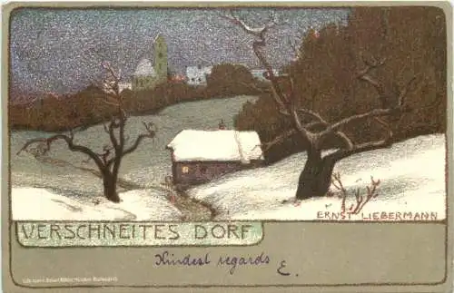 Künstler Ak Ernst Liebermann - Verschneites Dorf -783726