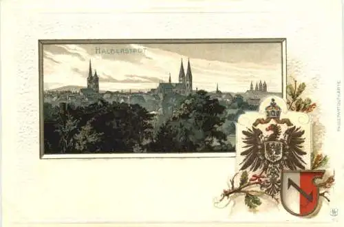 Halberstadt - Litho - Prägekarte -783984