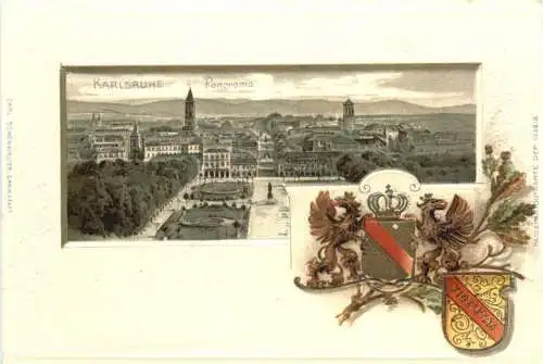 Karlsruhe - Litho - Prägekarte -783980