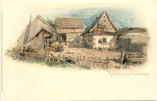 Voigtländiches Bauernhaus - Litho -784028