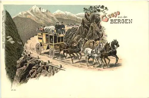 Gruss aus den Bergen - Litho - Postkutsche -784282