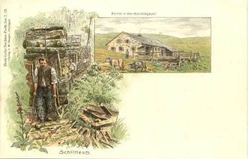 Ferme in den Hochvogesen - Schlitteurs - Litho -784316