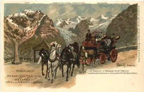 Meran Stilfserjoch - Postkutsche - Litho -784396