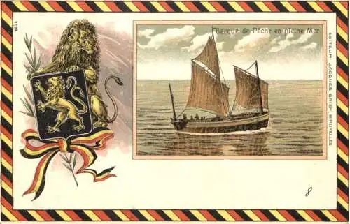 Belgium - Barque de Peche en pleine Mer - Litho -784864