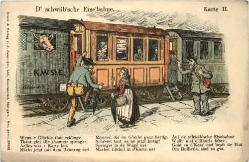 Die schwäbische Eisenbahn - Litho -784924