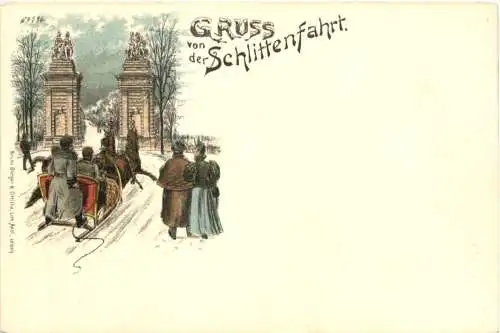 Gruss von der Schlittenfahrt - Litho -784932