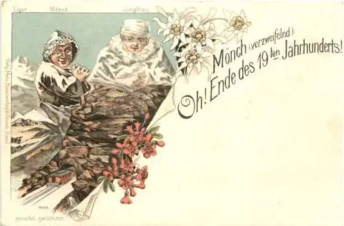 Mönch Jungfrau - Berge mit Gesichtern - Litho -784940