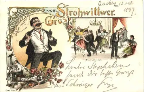 Gruss vom Strohwittwer - Litho -784876