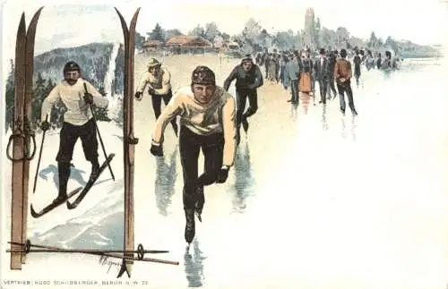 Ski Eislaufen - Litho -784936