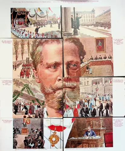 Dr. Carl Lugner Fronleichnamszug - Badeni - 8er Serie komplett - Künstler Sign. O. Merte