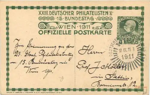 Wien - Philatelisten Bundestag 1911 - Ganzsache -785014