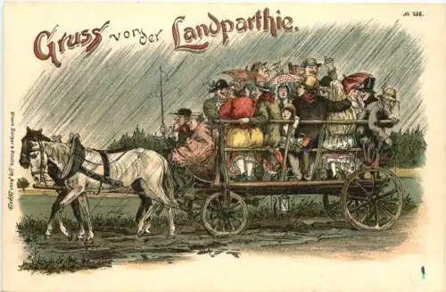 Gruss von der Landparthie - Regen - Litho - Verlag Bürger & Ottillie -785182