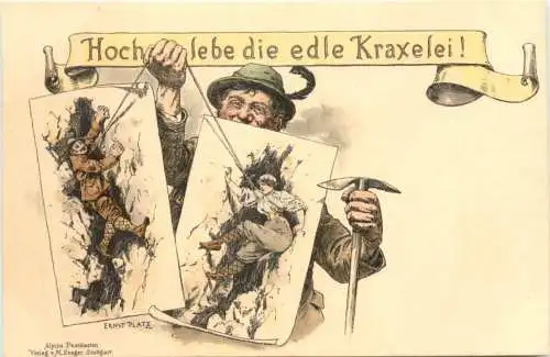 Hoch lebe die Kraxelei - Litho - Künstler Ernst Platz -785316