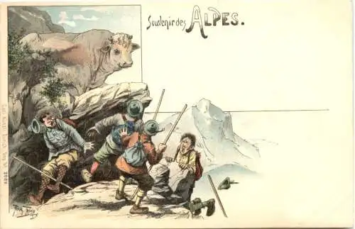 Souvenir des Alpes - Litho - Künstler Ak Arthur Thiele -785286