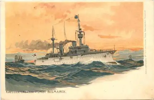 Kreuzer 1. Klasse Fürst Bismarck - Litho -785510