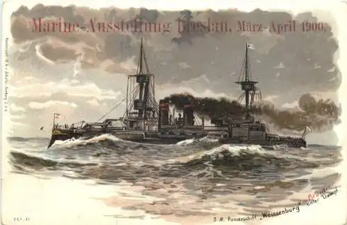 Breslau - Marine Ausstellung 1900 - SM Panzerschiff Weissenburg - Litho -785570