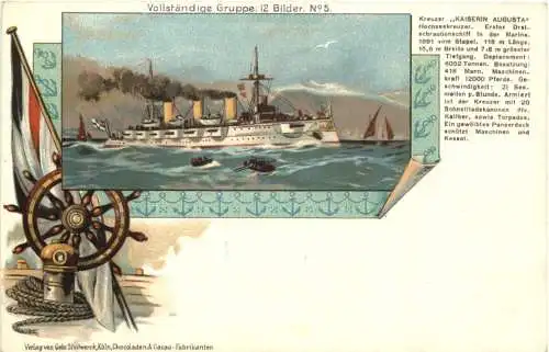 Unsere Marine - Kreuzer Augusta - Litho -785492