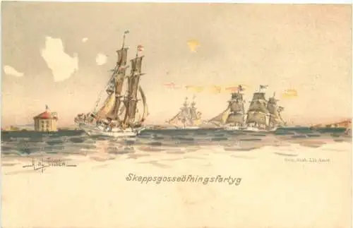 Segelschiff Skeppsgosseöfningsfartyg - Litho -785458