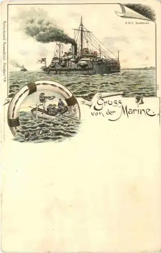 Gruß von der Marine SMS Siegfried - Litho -785536