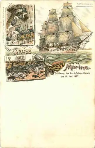 Gruss von der Marine - Eröffnung Nord-Ostsee Kala 1895 - SMS Gneisenau -785528