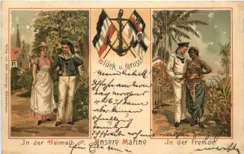 Unsere Marine - Glück und Gruss - Litho -785446