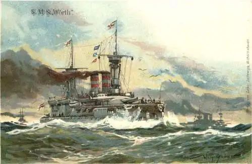 SMS Wörth - Künstler Ak Willy Stöwer - Litho -785568