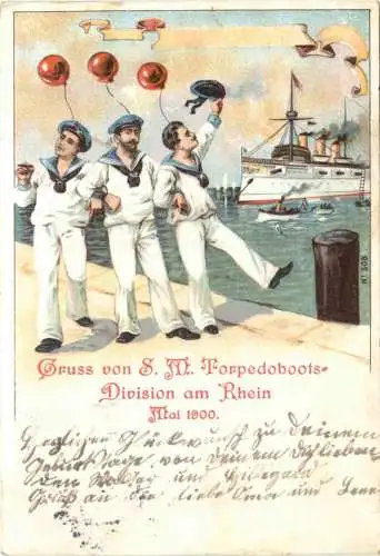 Gruss von S. M. Torpedoboots Division am Rhein 1900 -785482