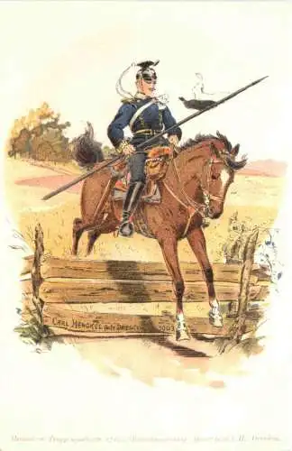 Soldat auf Pferd - Künstler Ak Carl Henkel - Litho -785608