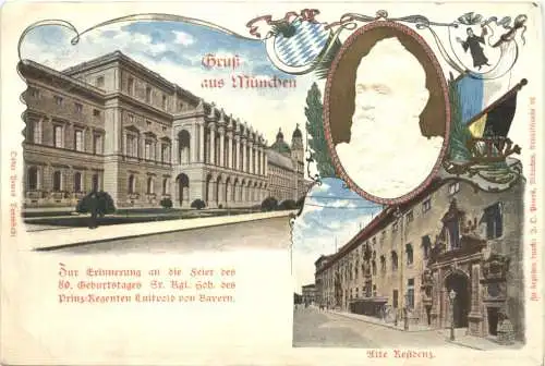 Gruss aus München - 80 Geburtstag Prinz Regent Luitpold - Ganzsache - Litho -785670