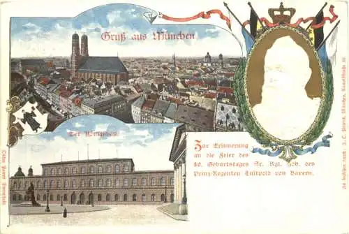 München - 80er Geburtstag Prinz Regent Luitpold von Bayern - Litho - Privatganzsache -785662