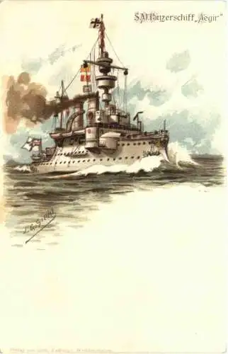 SM Panzerschiff Aegir - Künstler Ak Siehl - Litho -785786