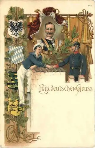 Kaiser Wilhelm II - Ein deutscher Gruss - Litho -785816