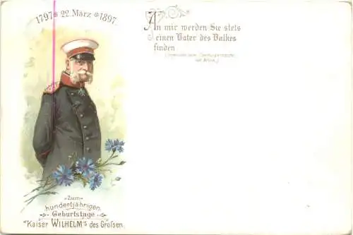 100. Geburtstag Kaiser Wilhelm I - Litho -785820