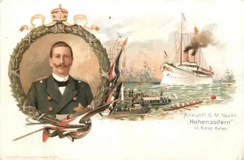 Ankunft SM Yacht Hohenzollern im Kieler Hafen - Litho -785886