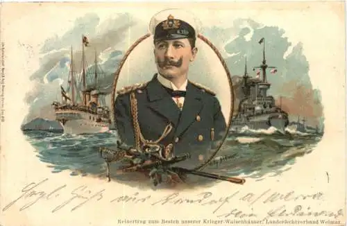 Kaiser Wilhelm II Kreigsschiffe - Künstler Ak Willy Stöwer - Litho -785868