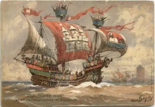 Die Bunte Kuh - Hanseatisches Kriegsschiff - Litho -785960