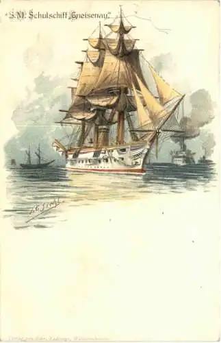 SMS Schulschiff Gneisenau - Litho -785924