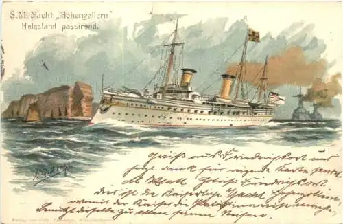 Helgoland - SM Yacht Hohenzollern - Litho -785902