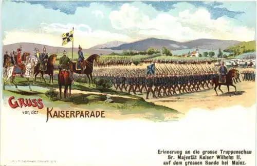 Sande bei Mainz Gruss von der Kaiserparade - Litho -786006