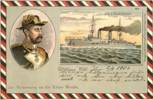 Gruss aus Kiel - SMS Prinz Heinrich - Litho -785992