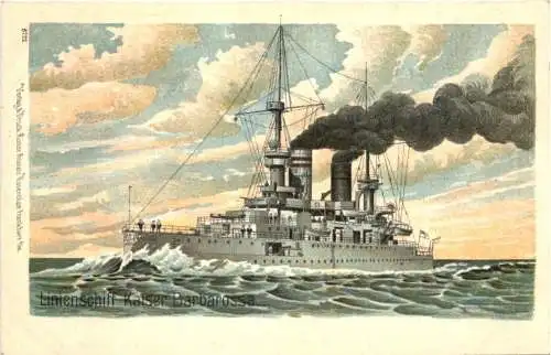 Linienschiff Kaiser Barbarossa - Litho -785990