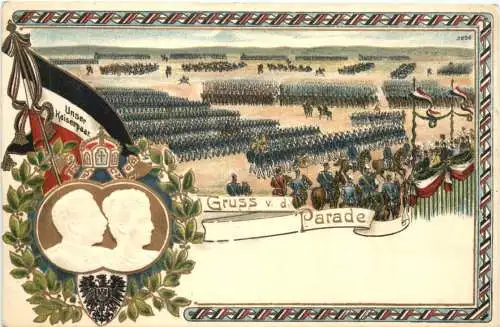 Unser Kaiserpaar - Gruss von der Parade - Litho -786012