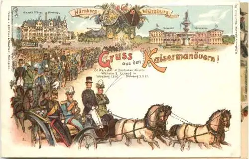 Nürnberg Würzburg - Gruss aus den Kaisermanövern - Litho -786010