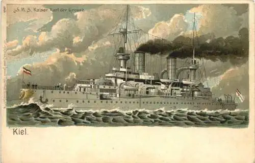 Kiel - SMS Kaiser Karl der Grosse - Litho -786000