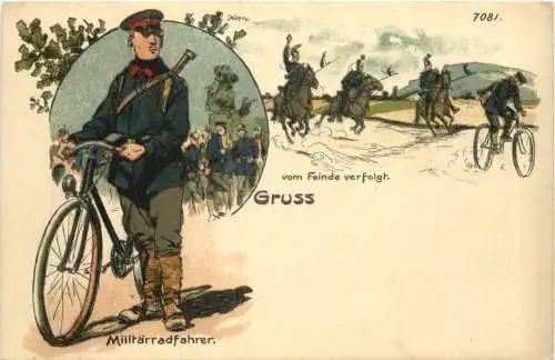 Militärradfahrer - Litho -786036