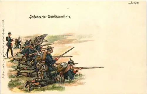 Militär - Infanterie Schützenlinie - Litho -786040